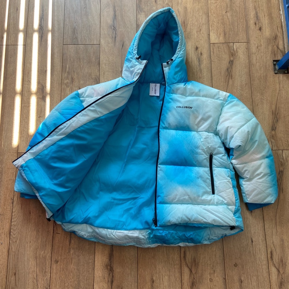 Collusion Puffer Jacket 2 Pockets Drawstring Hood… - image 3